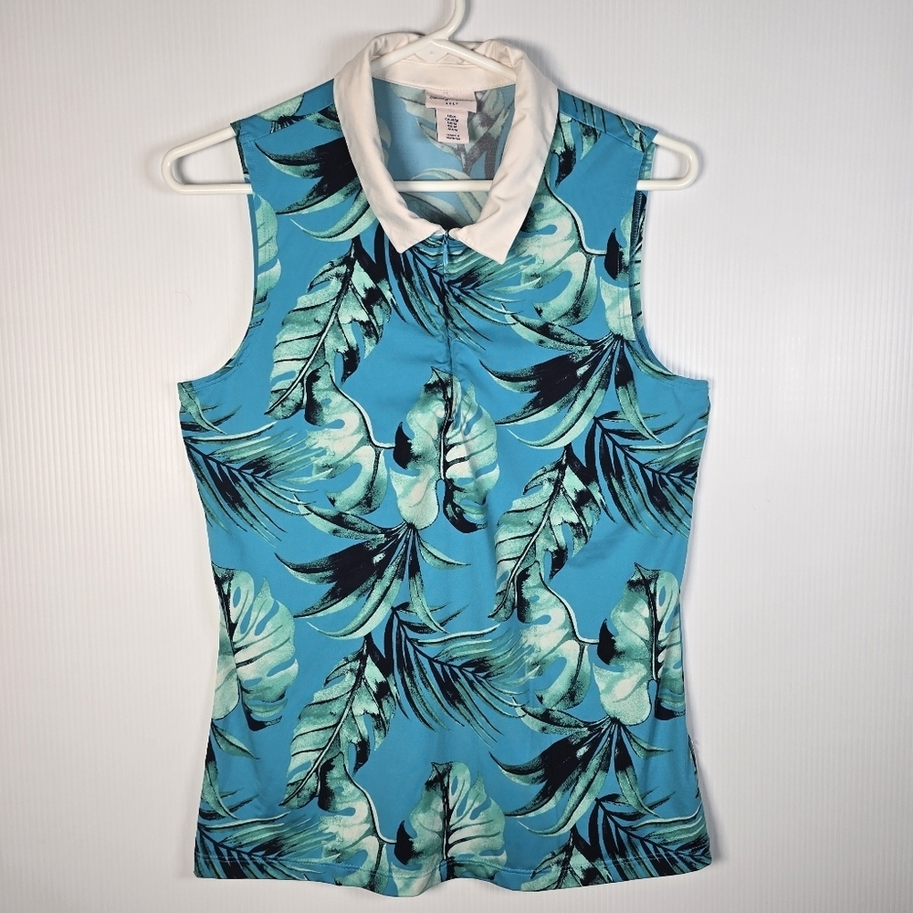 Tommy Bahama Womens Active Golf Tropical Collar Sleeveless Shirt Medium M